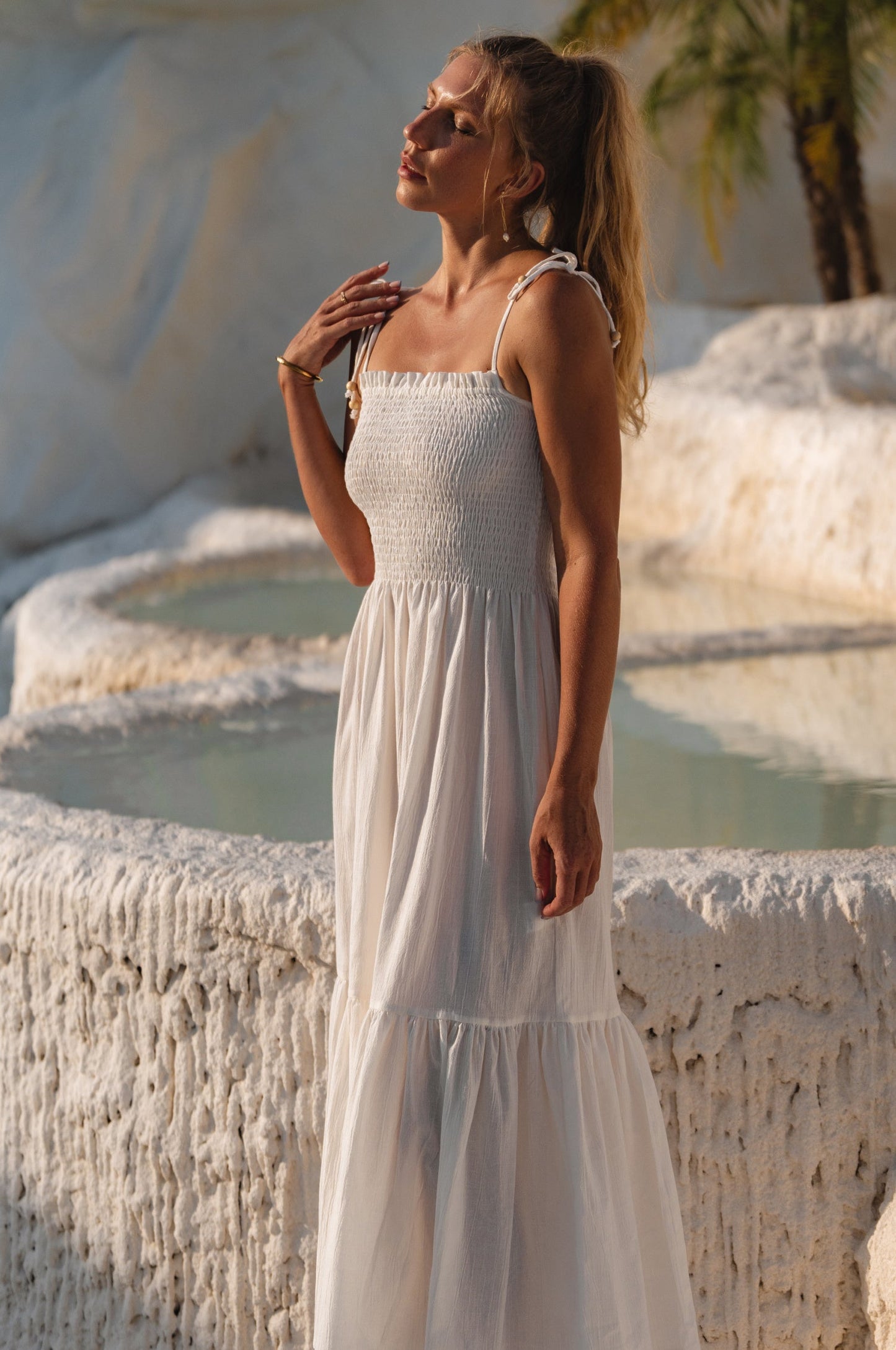 Paradiso Linen Midi Dress – Lightweight Crinkle Linen