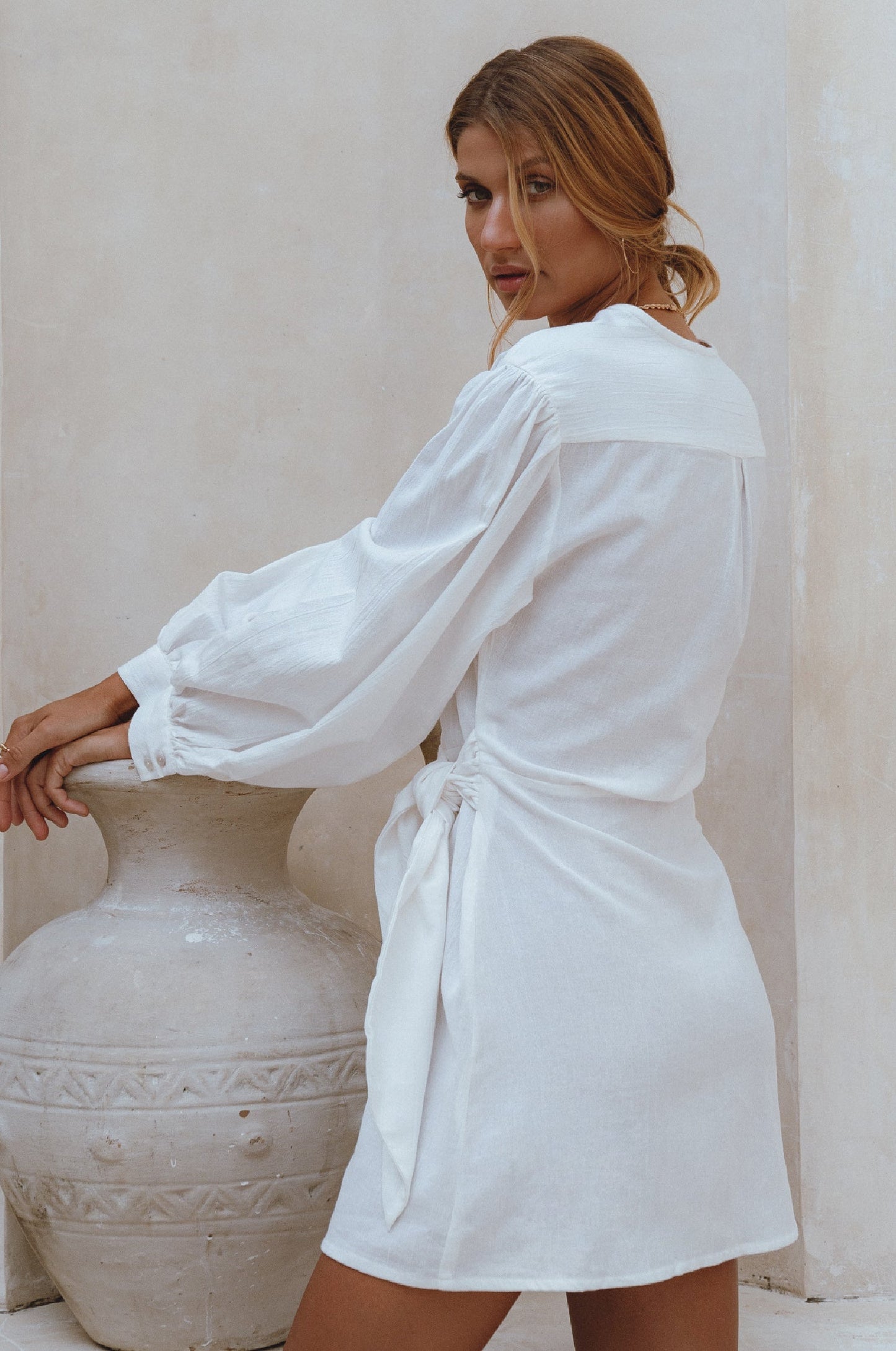 Ti Amo Linen Mini Dress – Adjustable Crinkle Linen Wrap