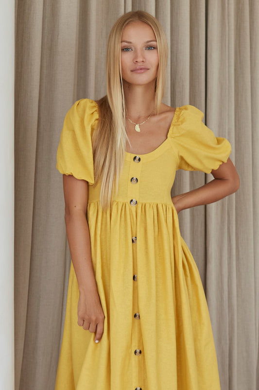 Premium Linen - Adele Midi Linen Dress (Sale)