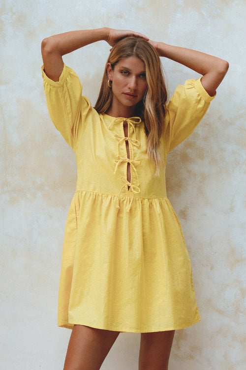 Beatrice Linen Mini Dress – Playful Ease, Effortless Charm