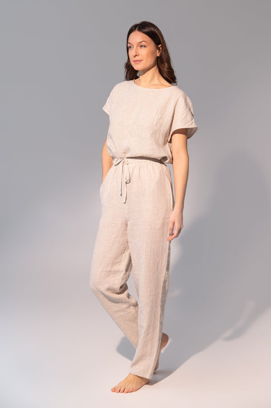 Natural light 100% European Linen Pajama Set – Naturally Elegant, Effortlessly Relaxed