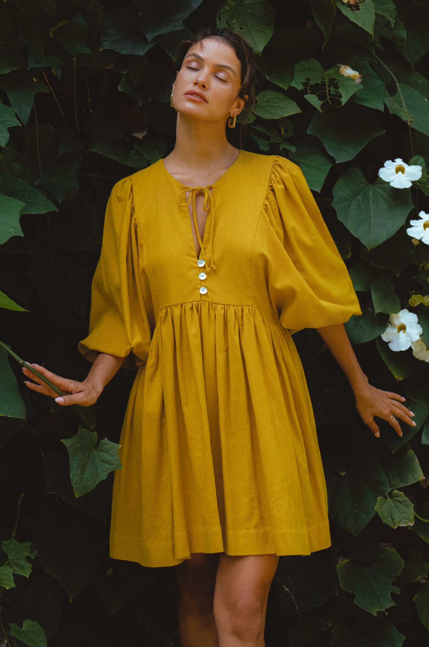 Maribelle Linen Mini Dress – Crinkle Linen Babydoll Style