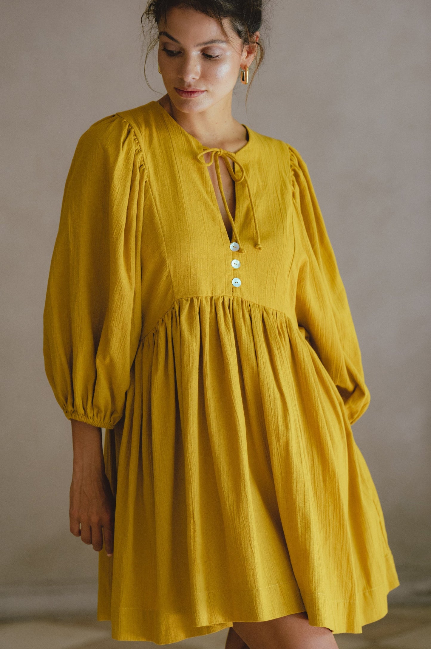 Maribelle Linen Mini Dress – Crinkle Linen Babydoll Style