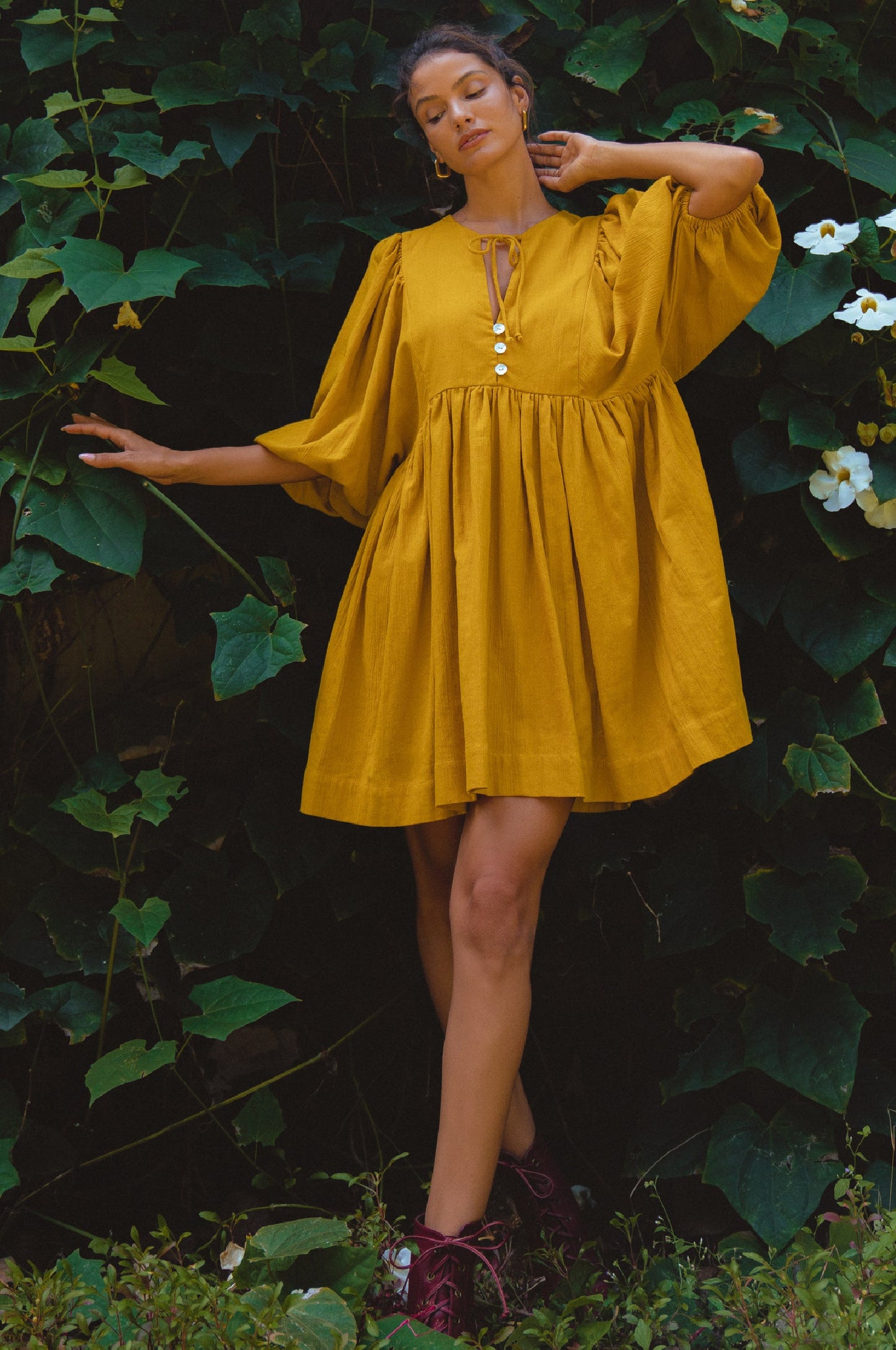 Maribelle Linen Mini Dress – Crinkle Linen Babydoll Style