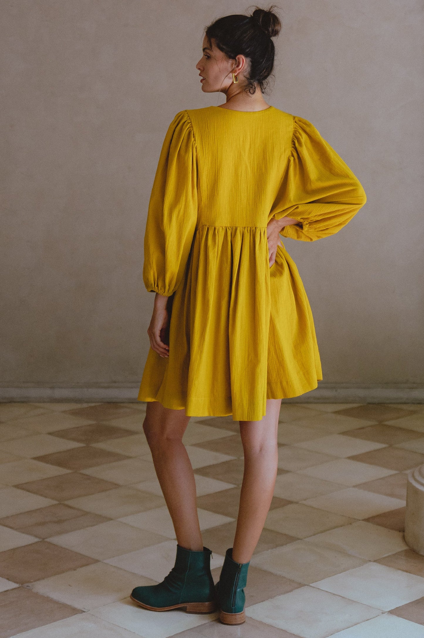 Maribelle Linen Mini Dress – Crinkle Linen Babydoll Style