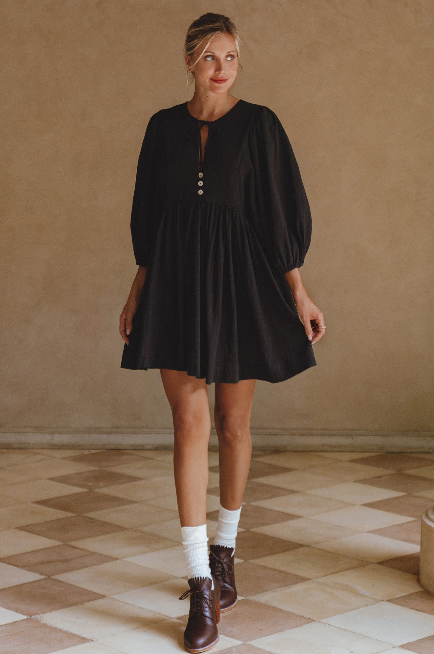 Maribelle Linen Mini Dress – Crinkle Linen Babydoll Style