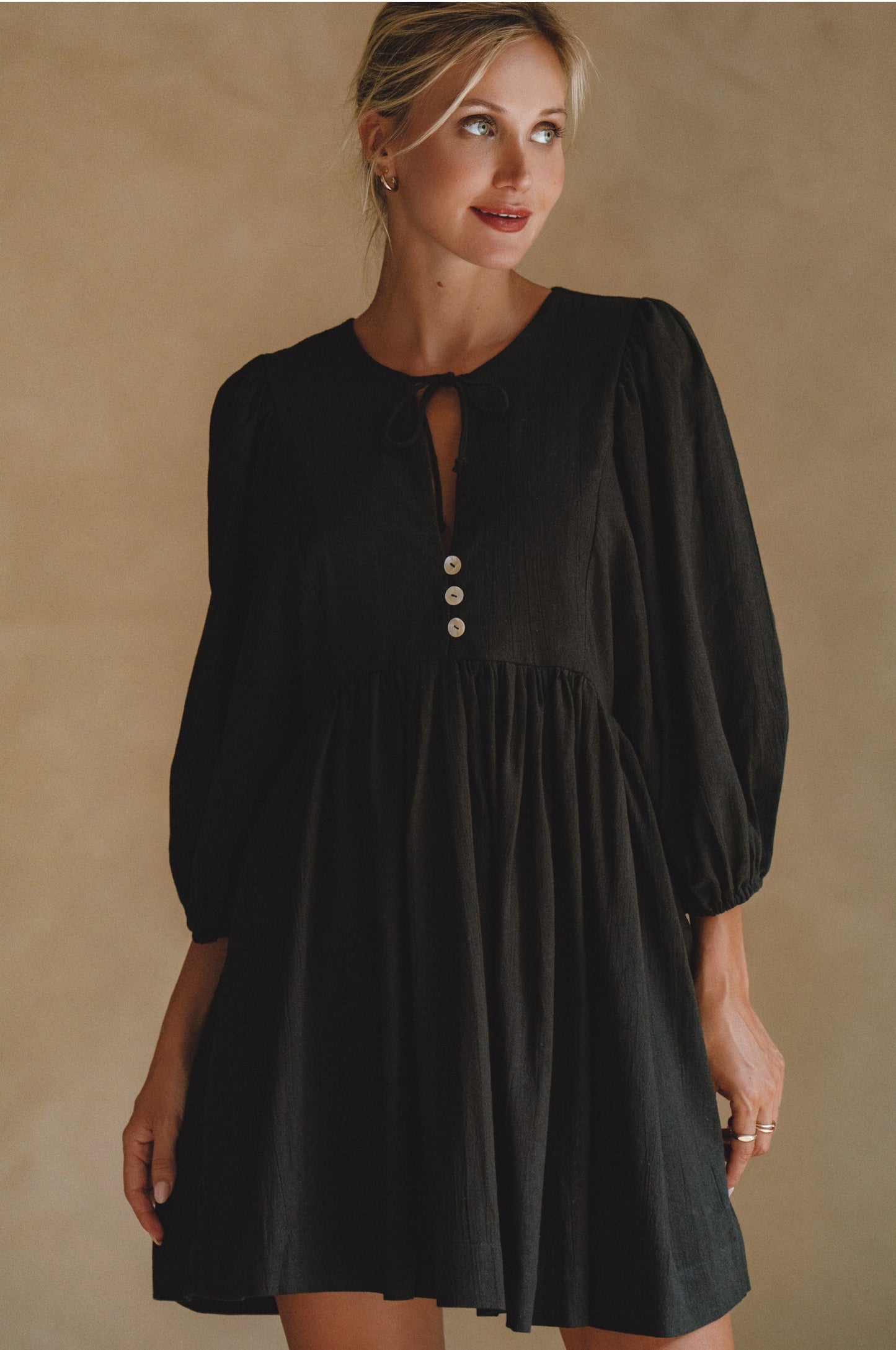 Maribelle Linen Mini Dress – Crinkle Linen Babydoll Style