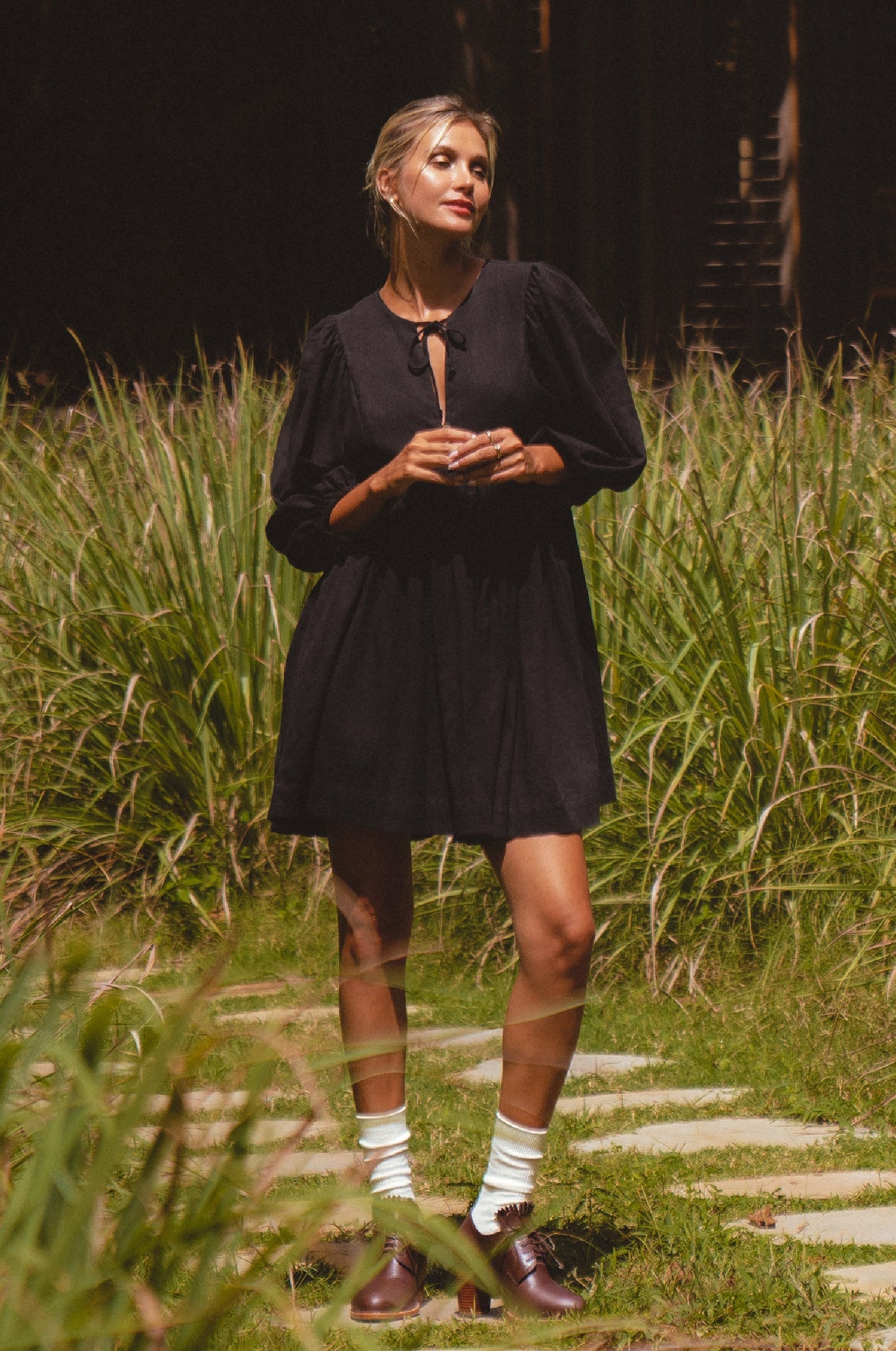 Maribelle Linen Mini Dress – Crinkle Linen Babydoll Style