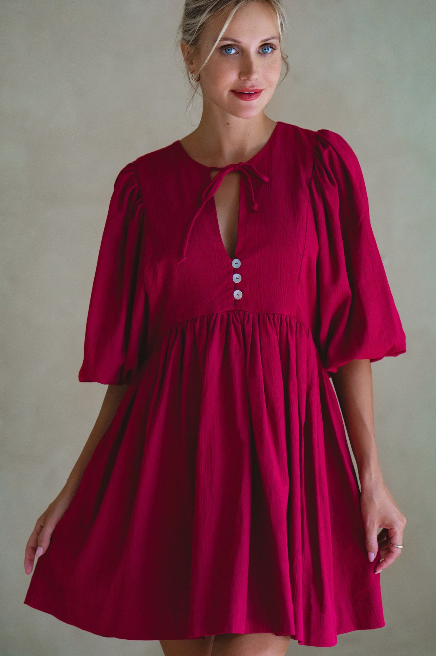 Maribelle Linen Mini Dress – Crinkle Linen Babydoll Style