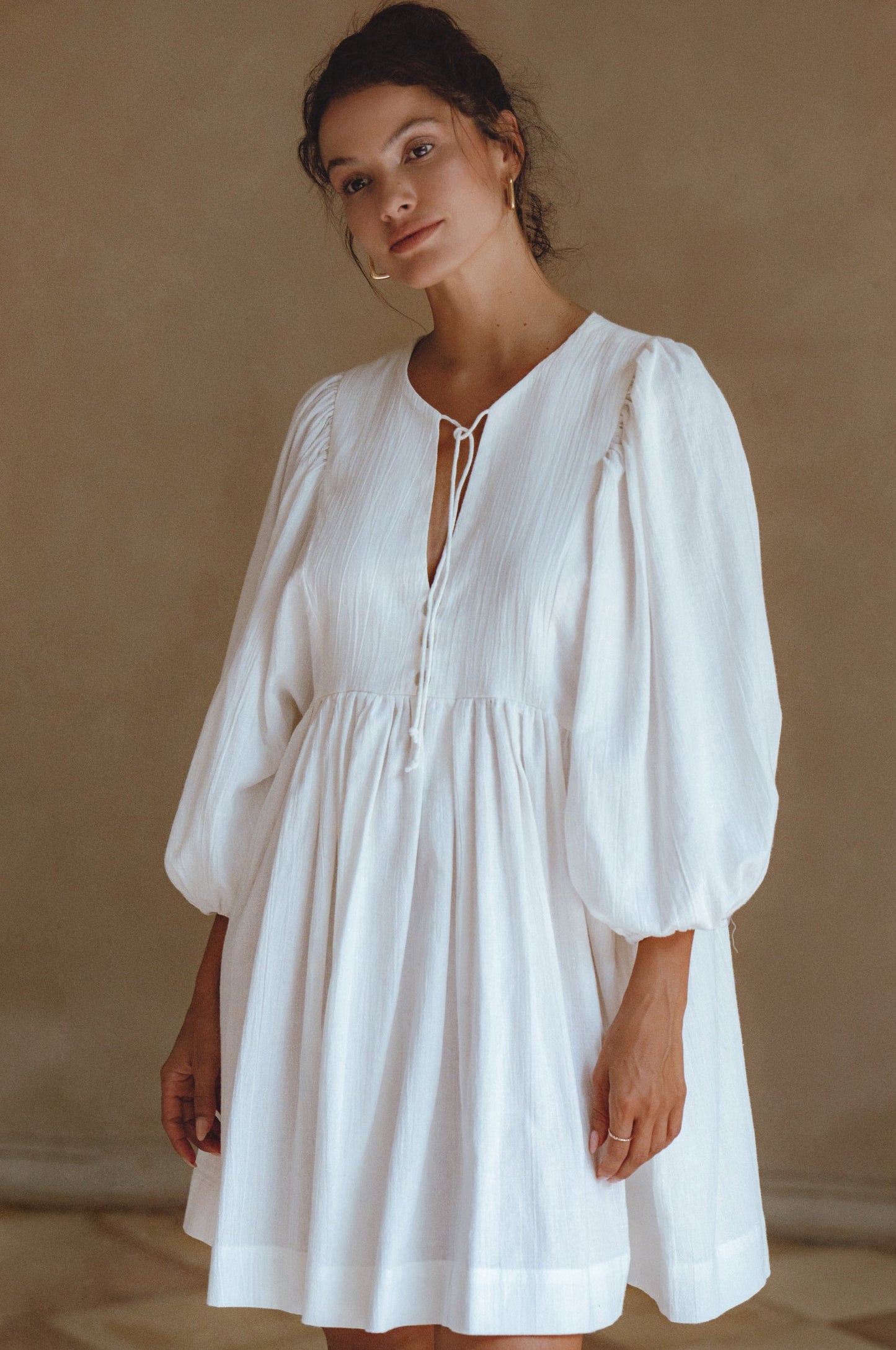 Maribelle Linen Mini Dress – Crinkle Linen Babydoll Style