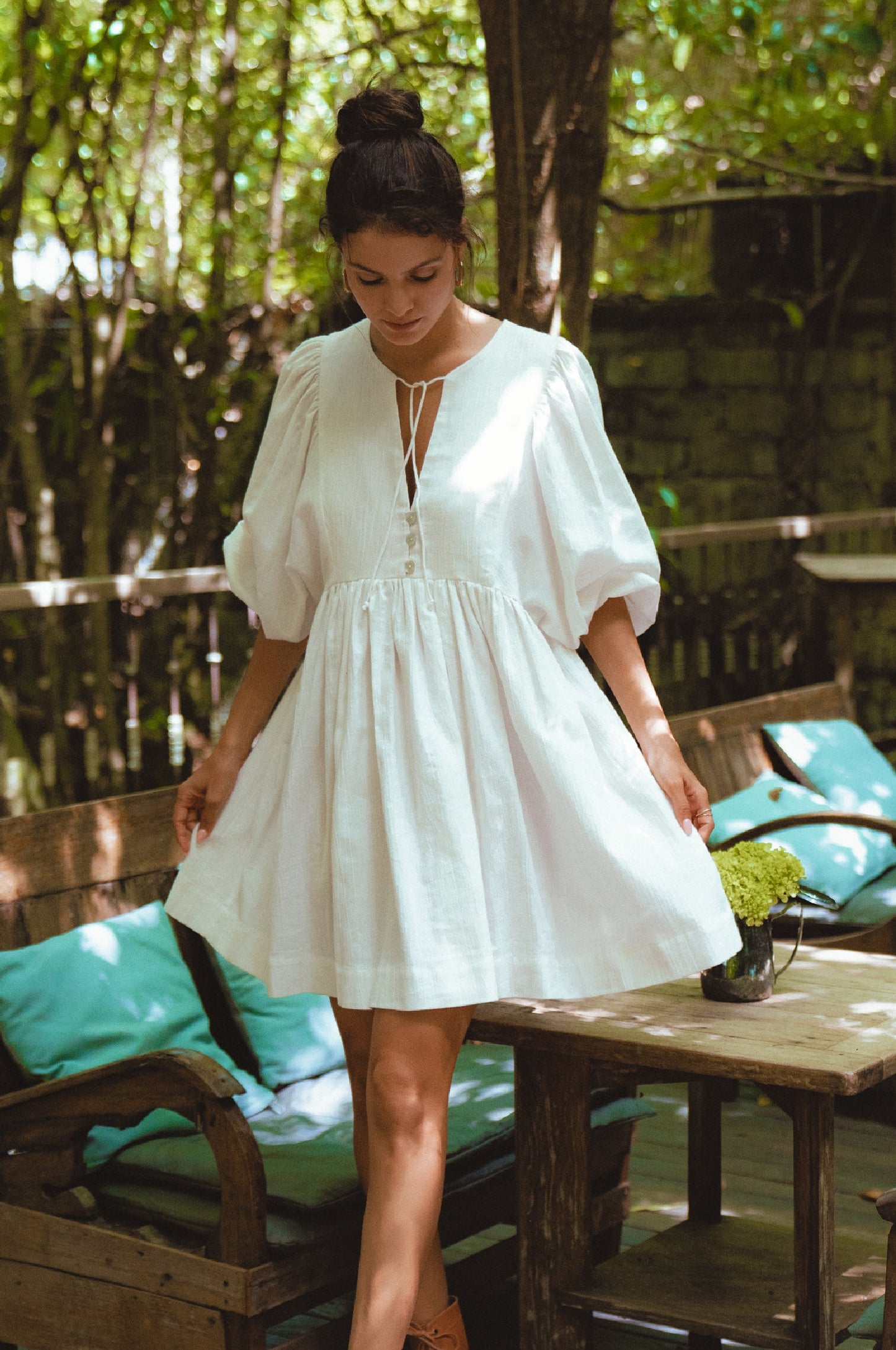 Maribelle Linen Mini Dress – Crinkle Linen Babydoll Style