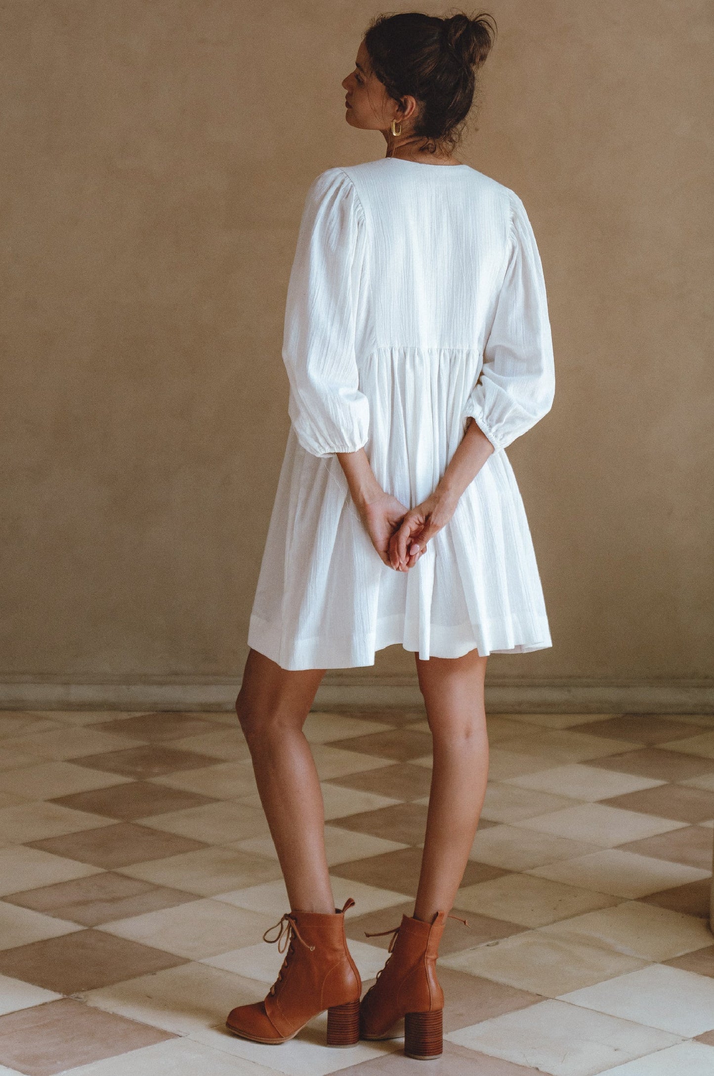 Maribelle Linen Mini Dress – Crinkle Linen Babydoll Style