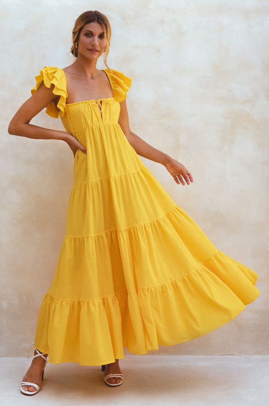 Nymph Linen Maxi Dress – Romantic Crinkle Linen Elegance