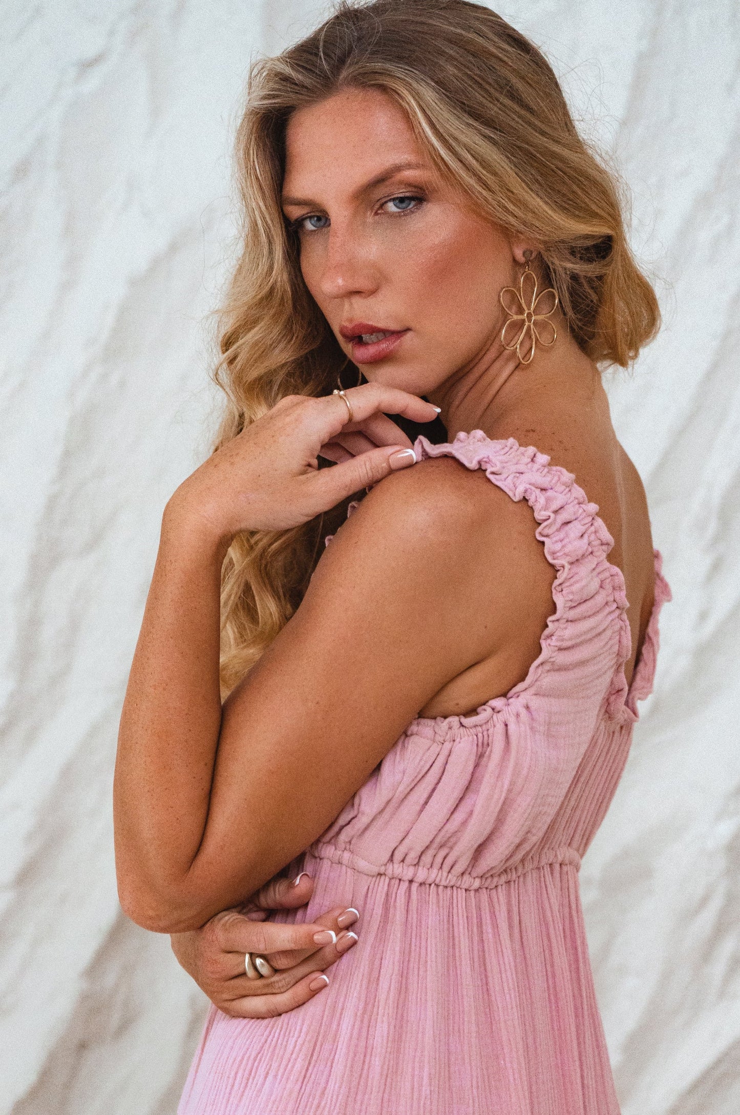 Soft Love Maxi Dress – Bubble Cotton Maxi with Feminine Details